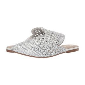 42 Gold White Woven Leather Mules Size US 8